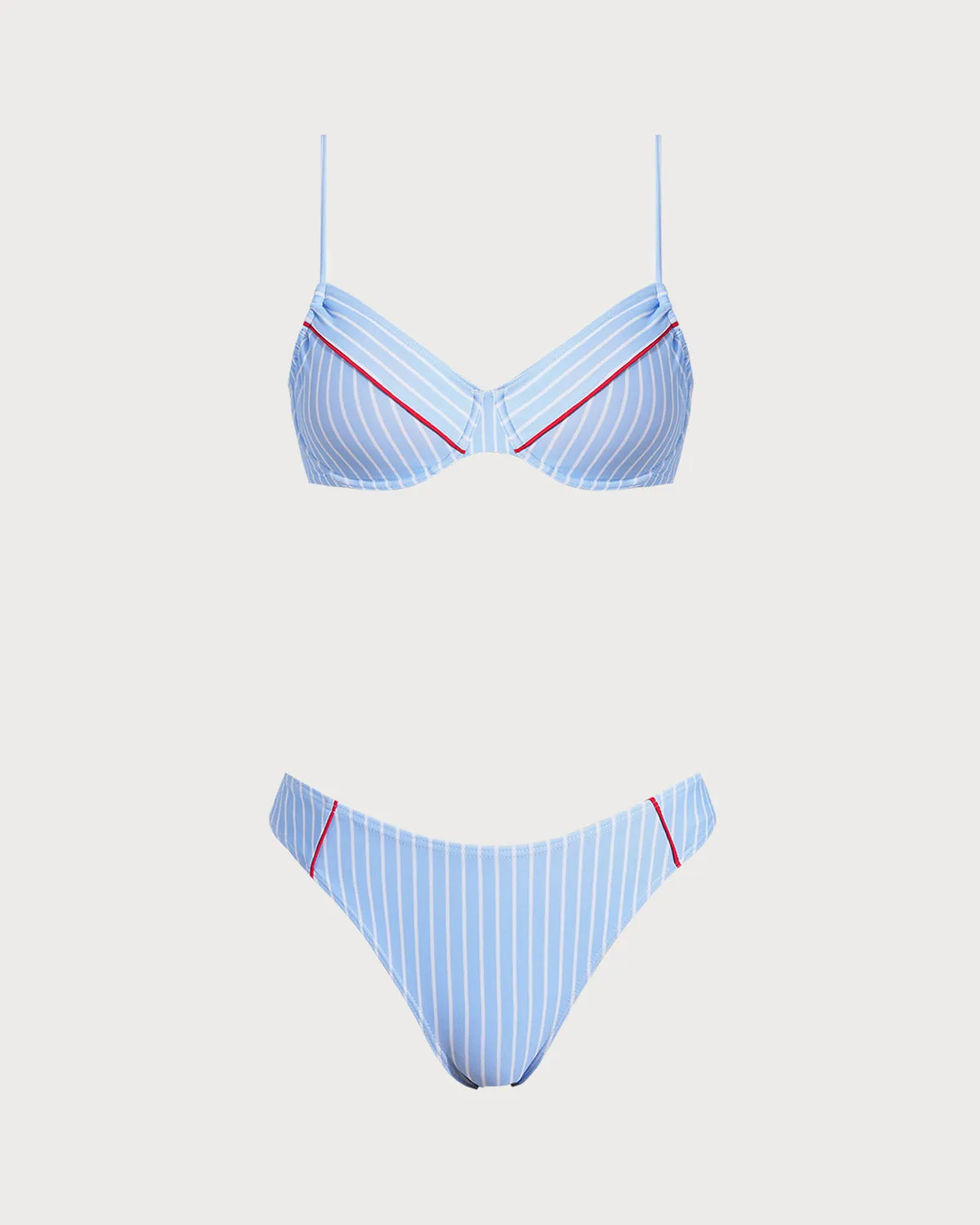 Light Blue Striped Underwire Bikini Set sold by rihoas product image thumbnail 2