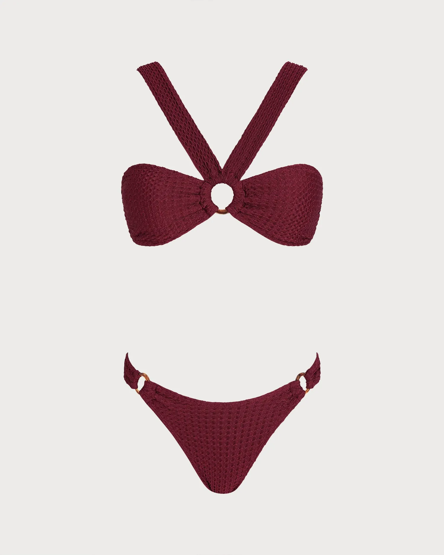 Wine Red O-Ring Triangle Bikini Set sold by rihoas product image thumbnail 3