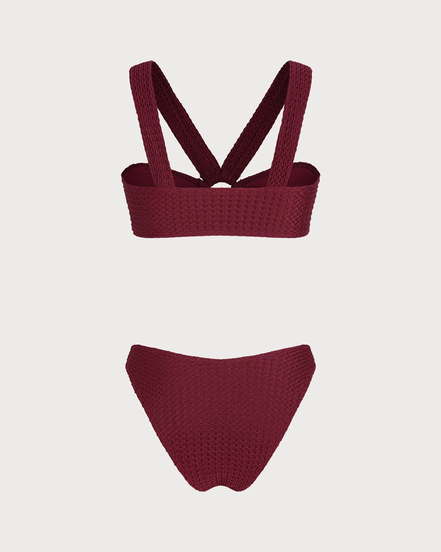 Wine Red O-Ring Triangle Bikini Set sold by rihoas product image thumbnail 4