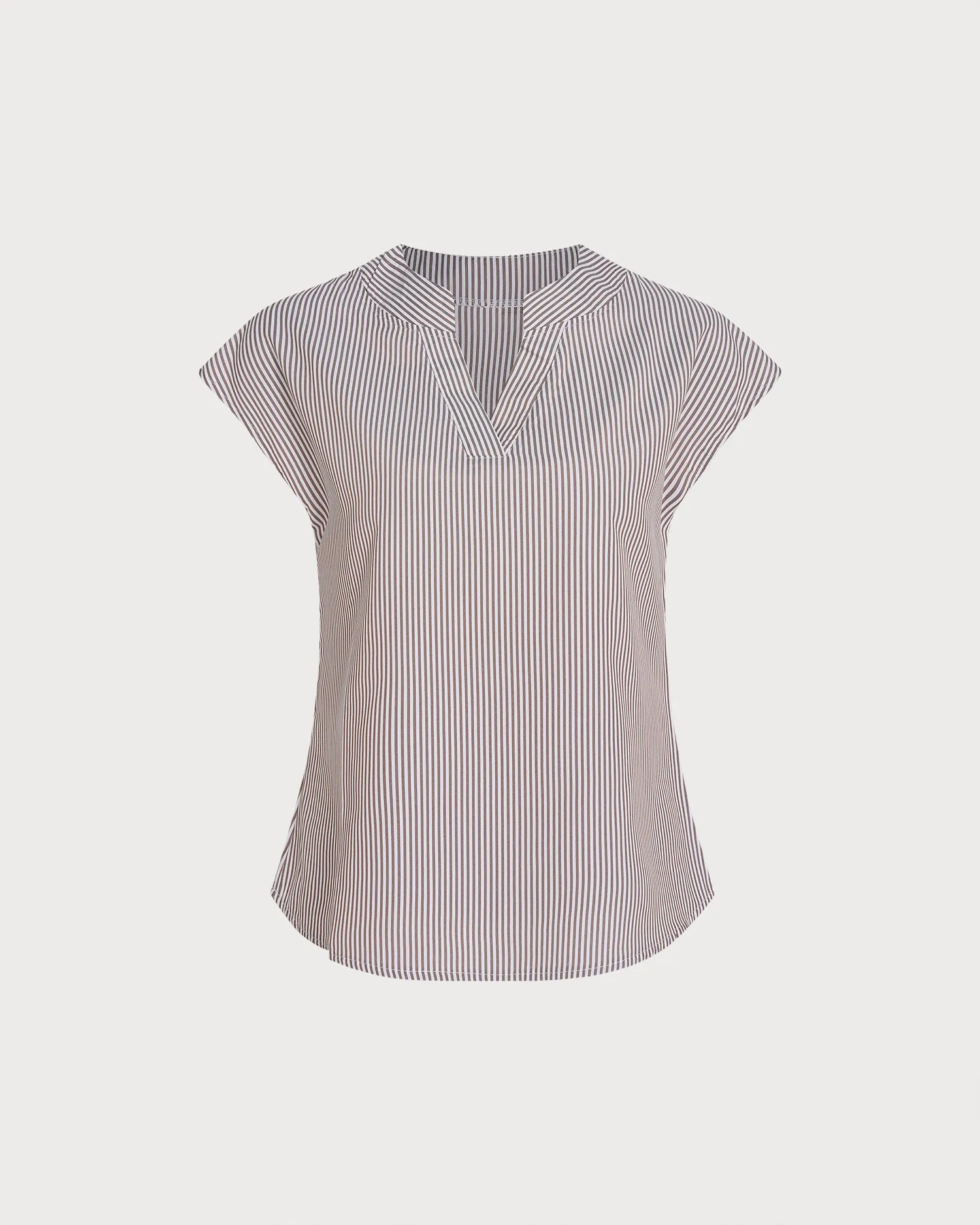 Apricot V Neck Drop Shoulder Striped Tee sold by rihoas product image thumbnail 2