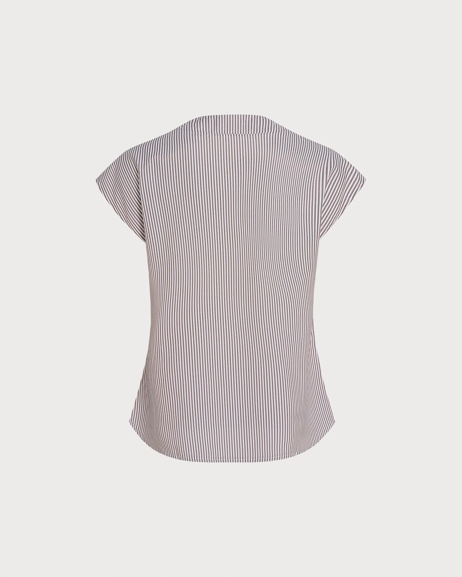 Apricot V Neck Drop Shoulder Striped Tee sold by rihoas product image thumbnail 3