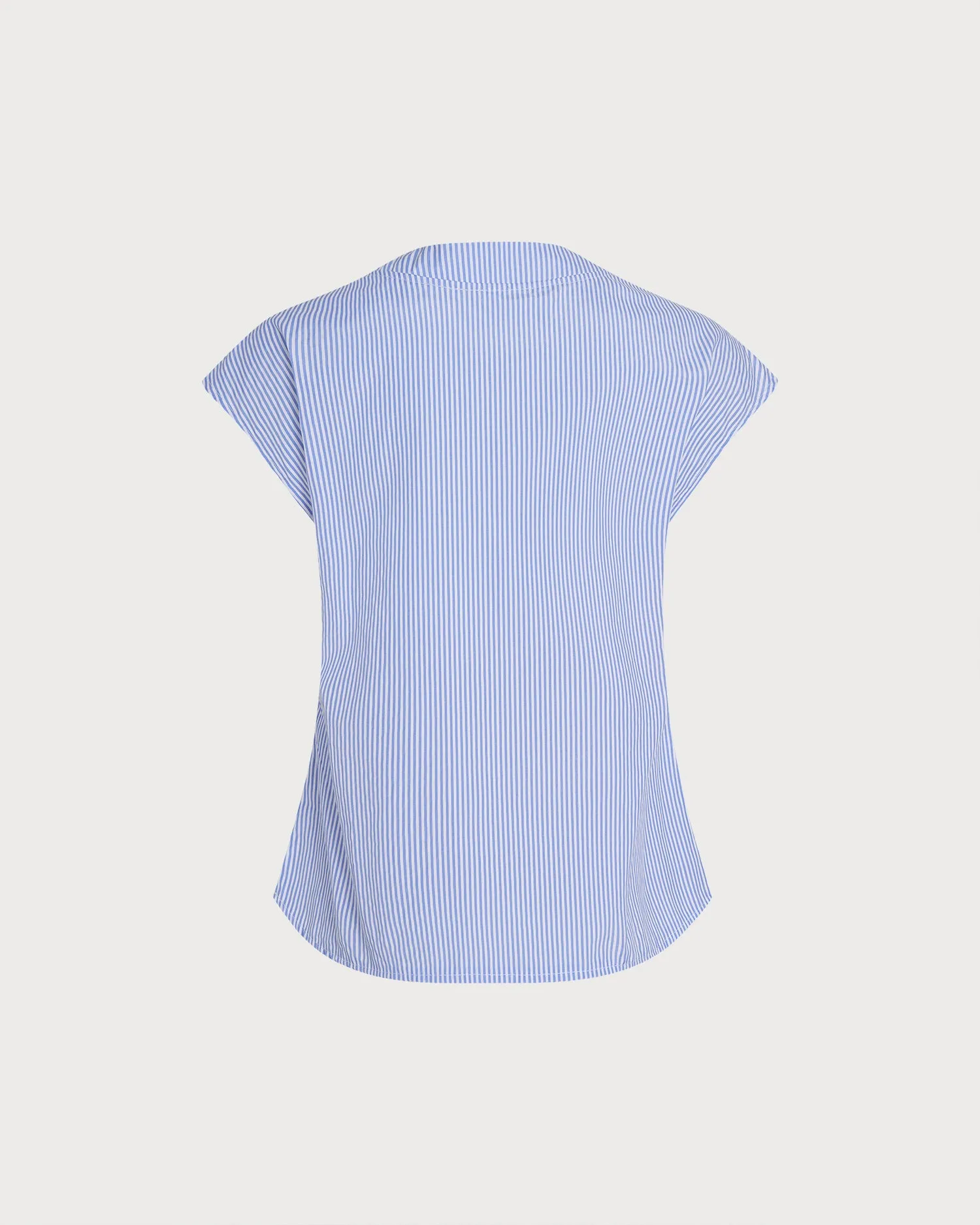 Blue V Neck Drop Shoulder Striped Tee sold by rihoas product image thumbnail 3