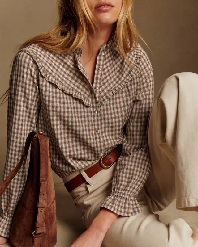 Brown Poet Sleeve Plaid Shirt made by rihoas