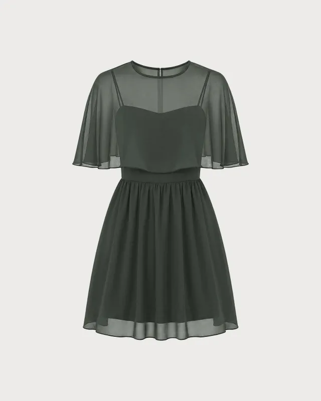 Green Sweetheart Neck Chiffon Mini Dress made by rihoas