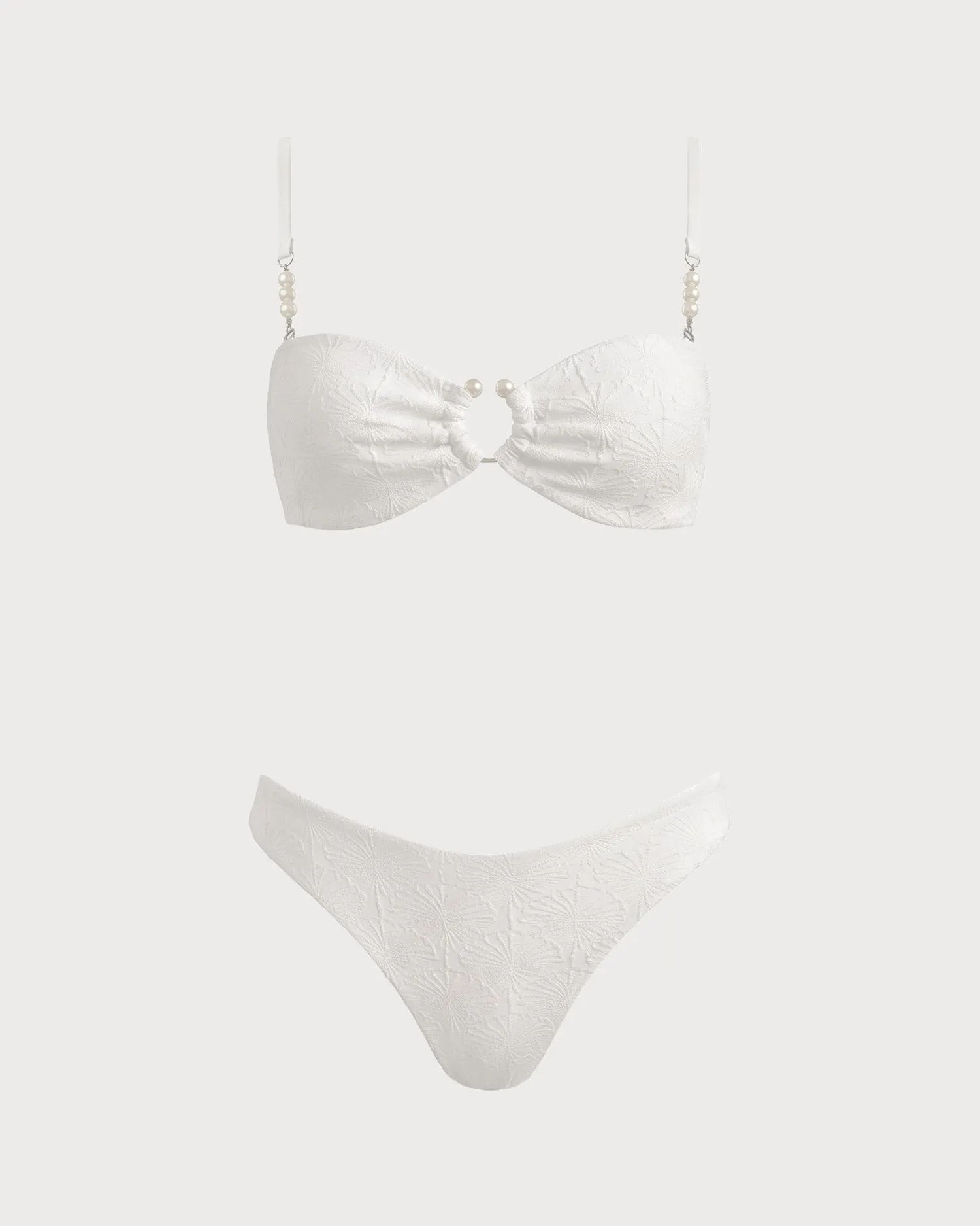 White Natural Waisted Textured Bikini Set sold by rihoas product image thumbnail 3