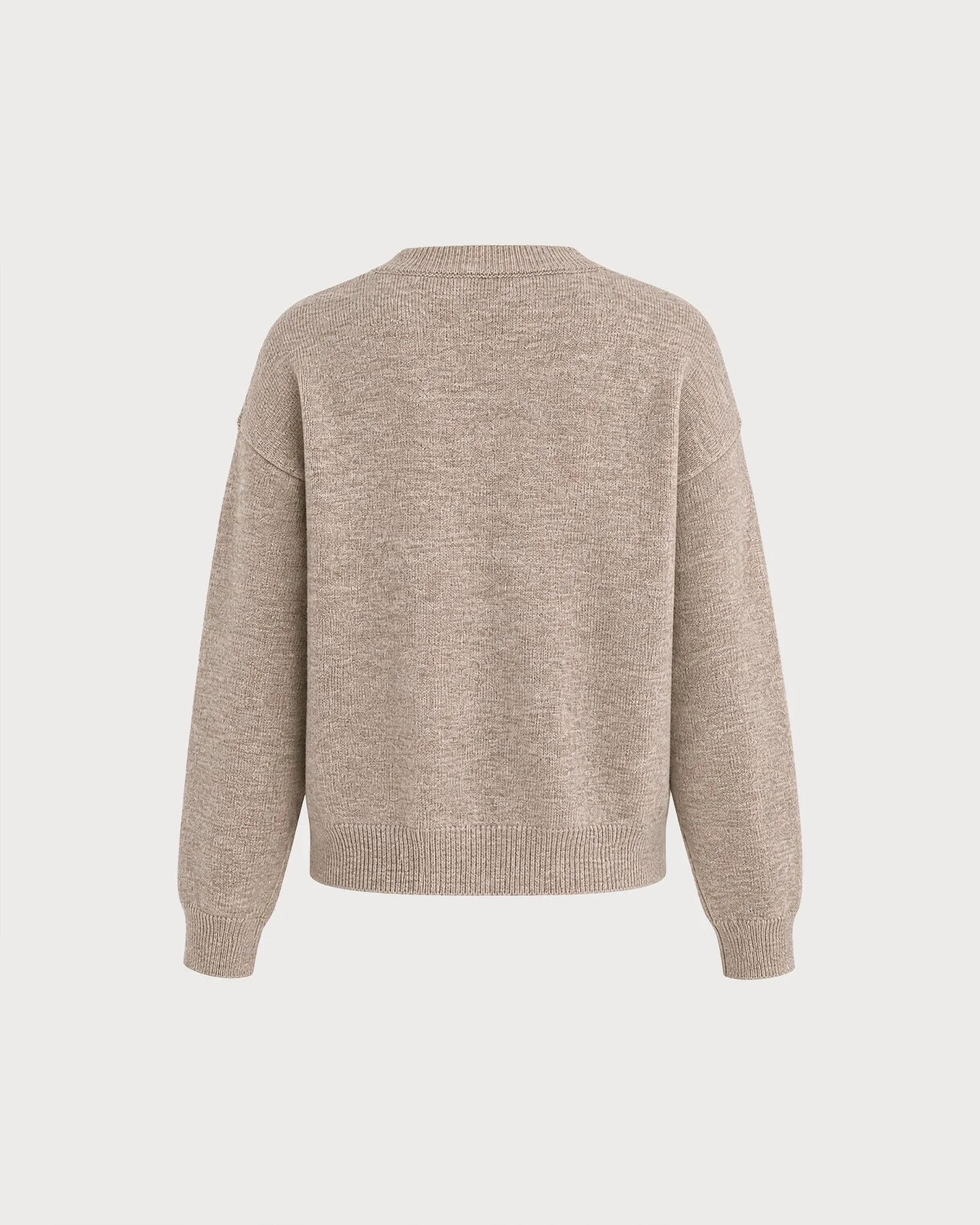 Khaki Round Neck Knit Sweater sold by rihoas product image thumbnail 3