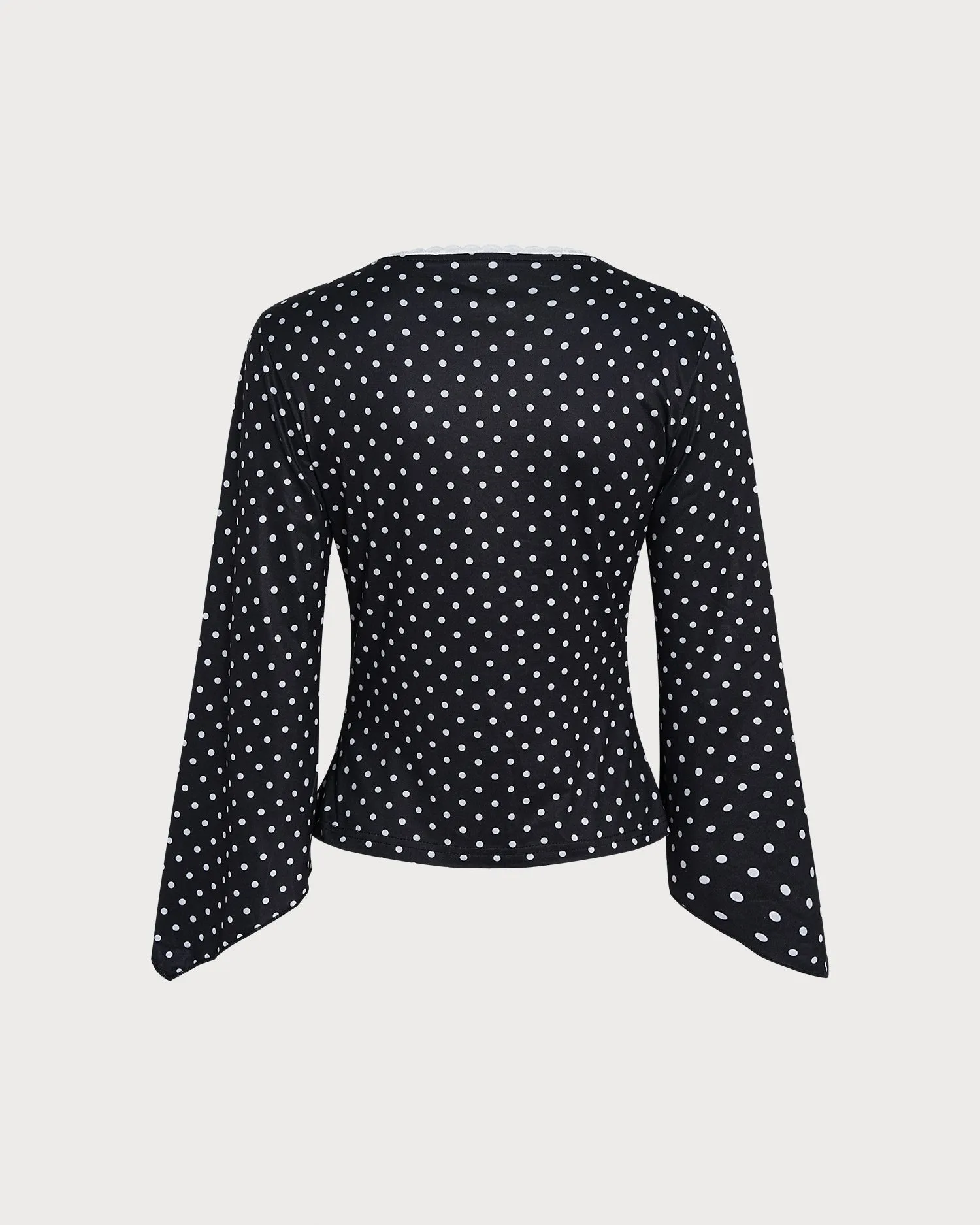 Black V Neck Polka Dot Knit Tee sold by rihoas product image thumbnail 3