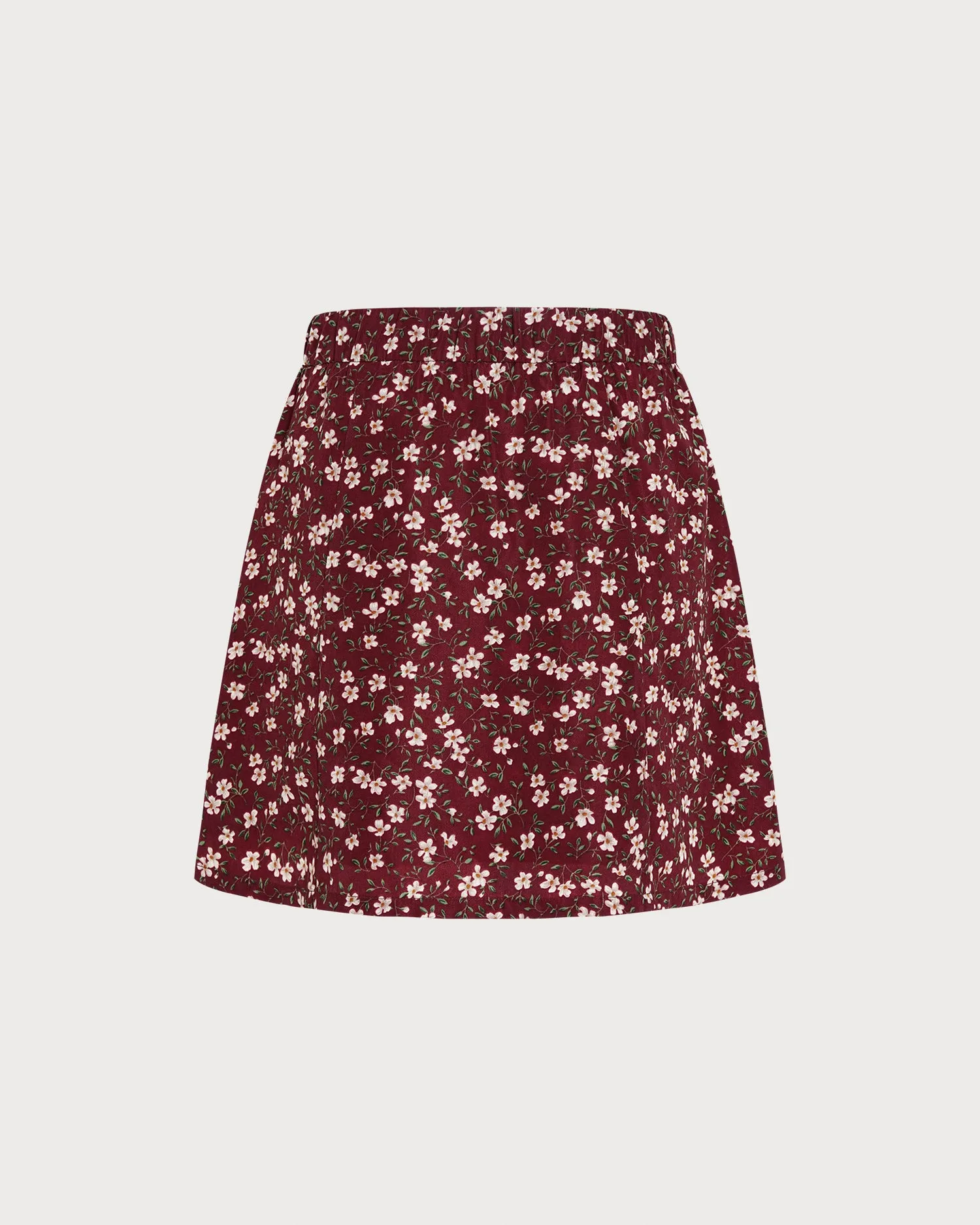 Red Elastic Waist Floral Mini Skirt sold by rihoas product image thumbnail 5