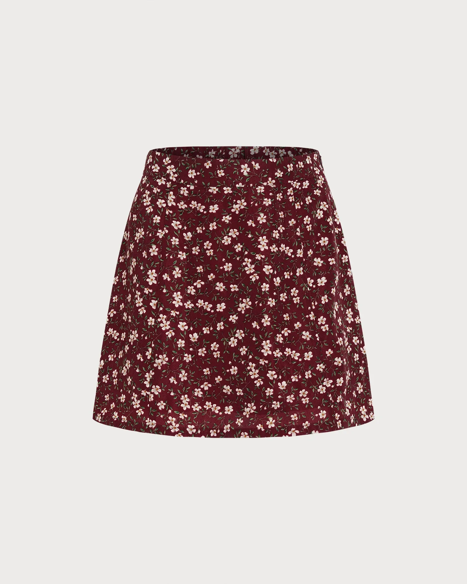 Red Elastic Waist Floral Mini Skirt sold by rihoas product image thumbnail 4