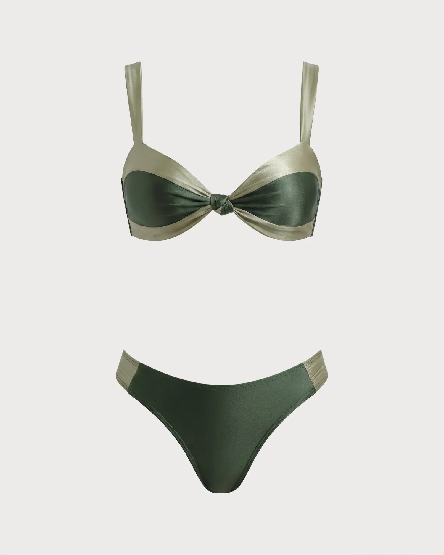 Green Contrasting Triangle Bikini Set sold by rihoas product image thumbnail 2