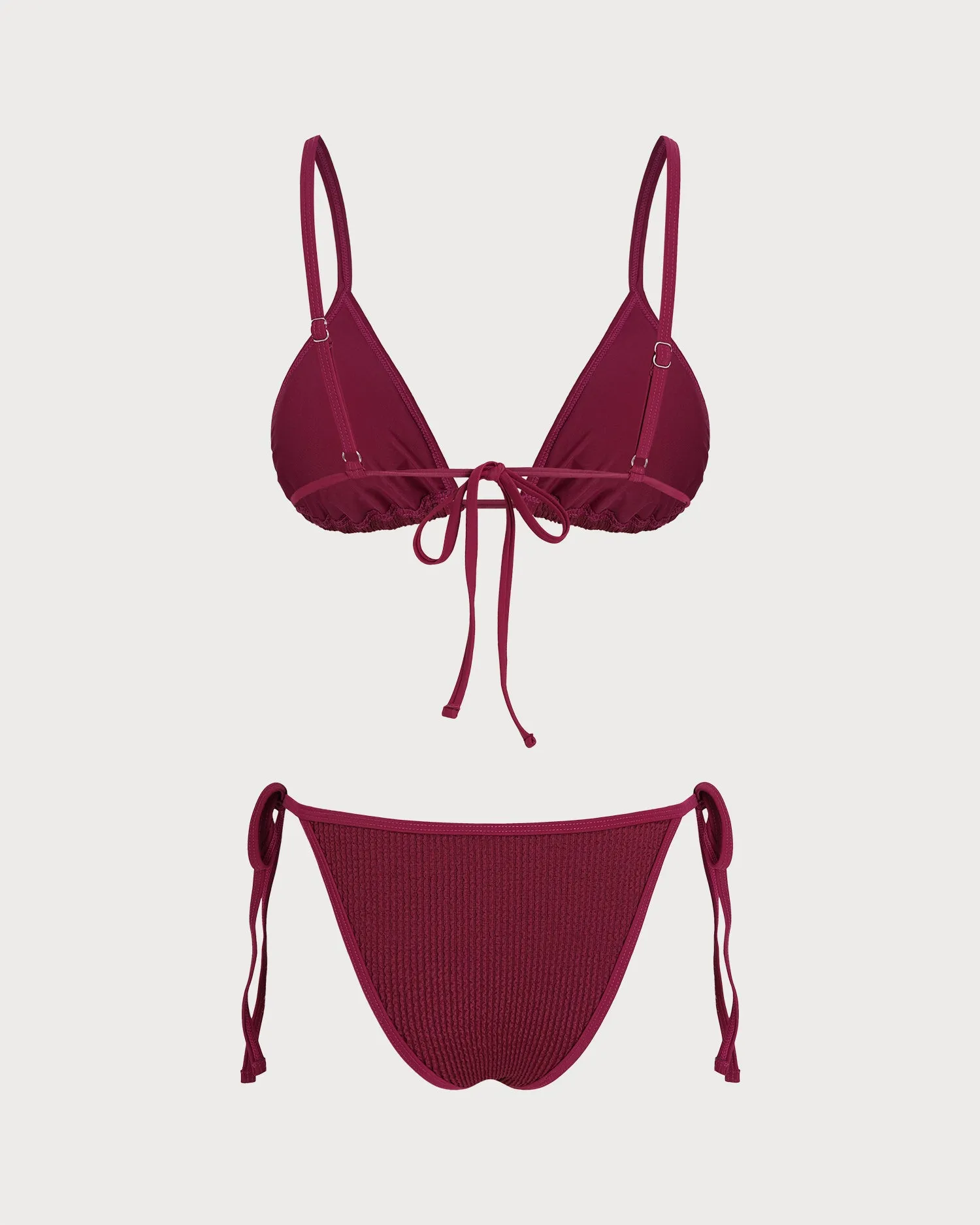 Red Textured Contrasting Triangle Bikini Set sold by rihoas product image thumbnail 3