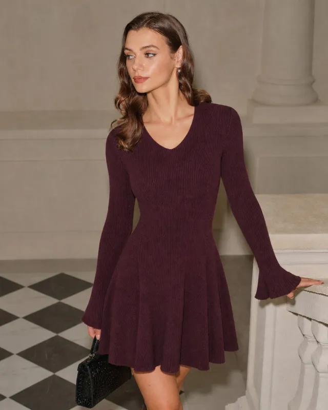 Purple V Neck Tunic Sweater Dress made by rihoas