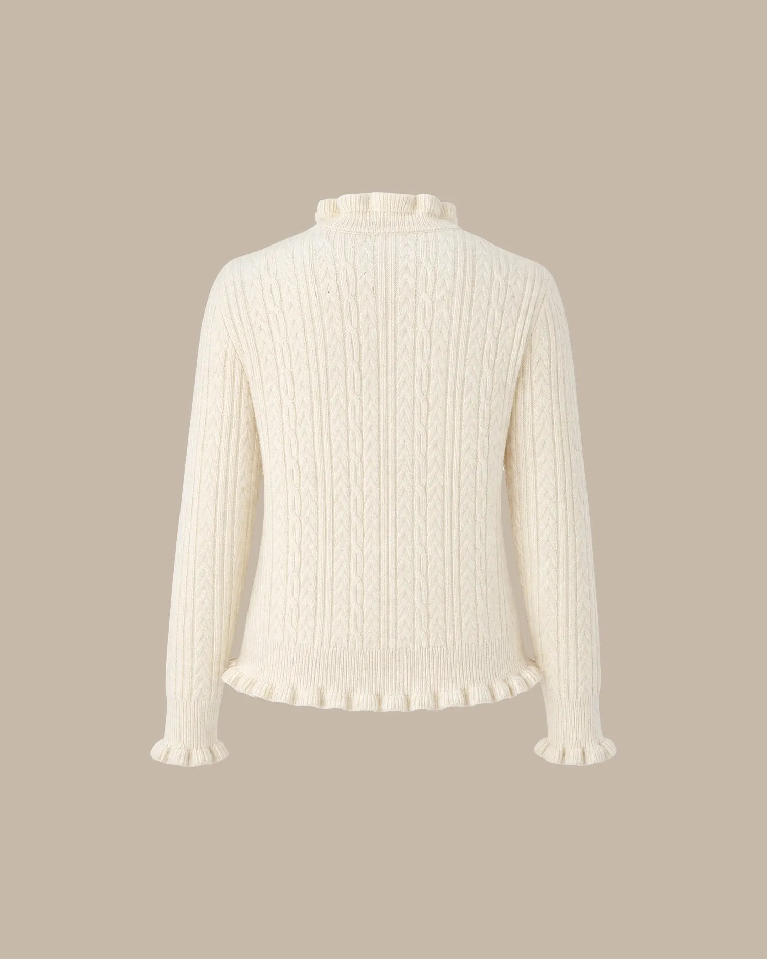 Apricot Ruffled Single Breasted Knit Cardigan sold by rihoas product image thumbnail 3