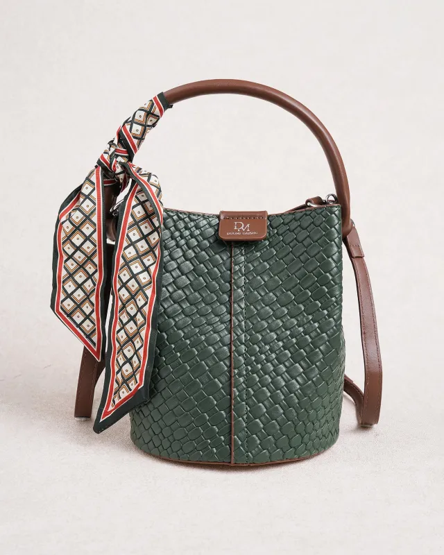 Green PU Leather Handbags made by rihoas
