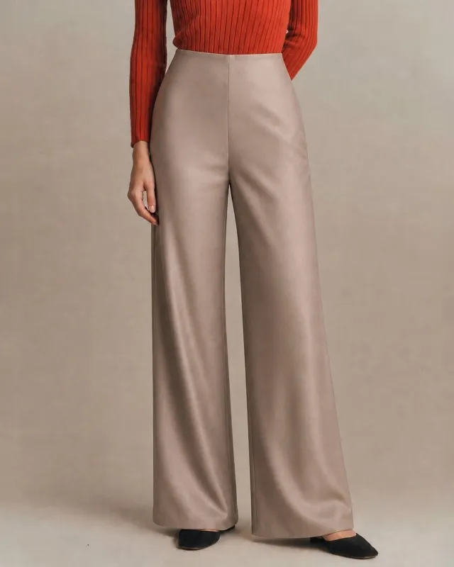 Apricot Elastic Waist Casual Pants made by rihoas
