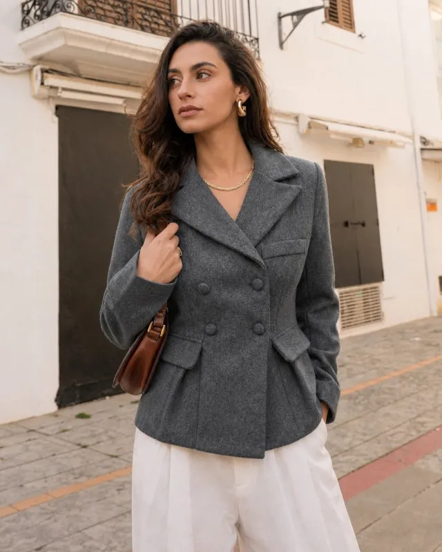 Grey Double Breasted Blazer made by rihoas