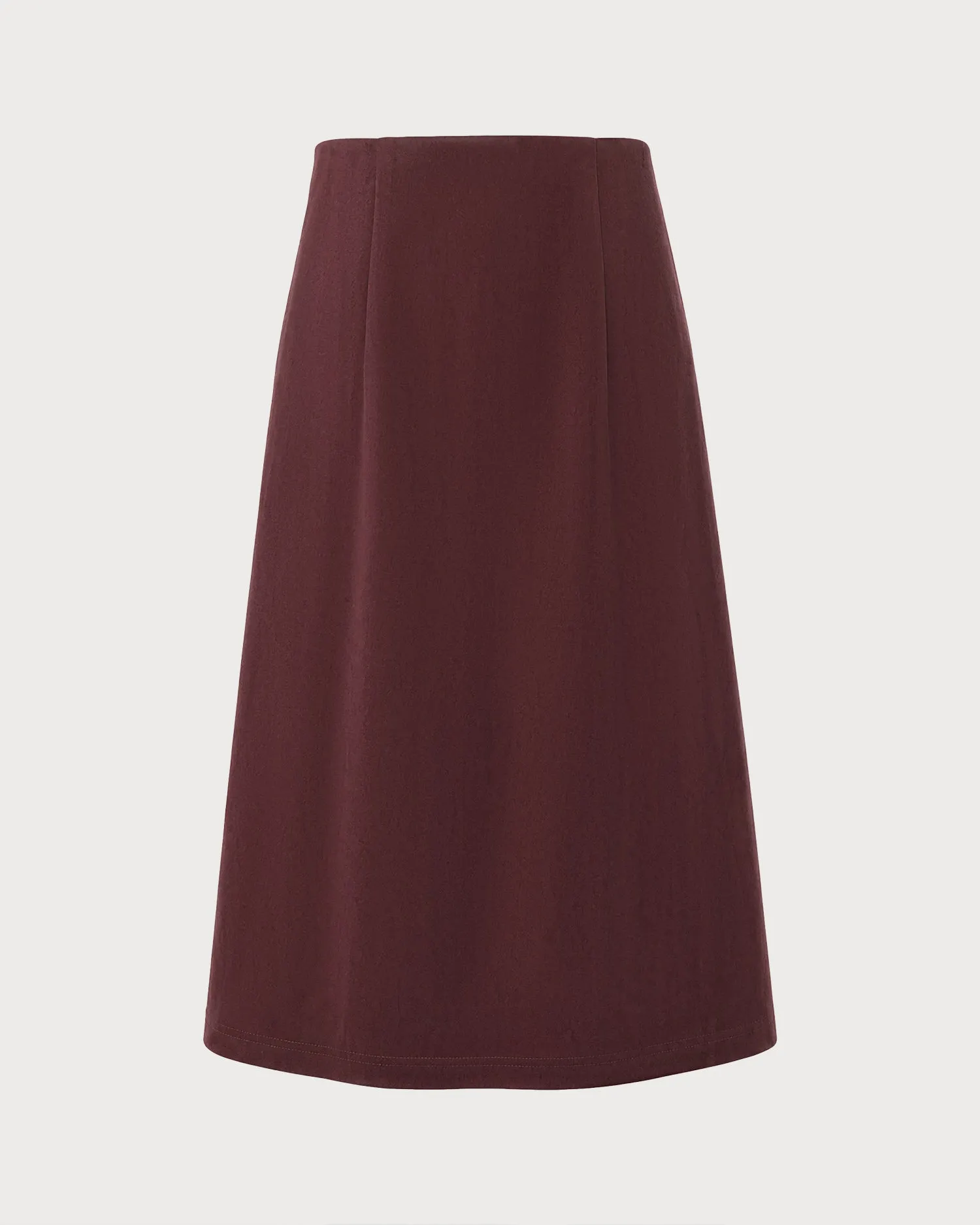 Wine Red Elastic Waist A-Line Midi Skirt sold by rihoas product image thumbnail 3