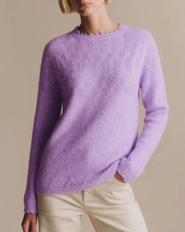 Purple Round Neck Cut Out Knit Sweater made by rihoas