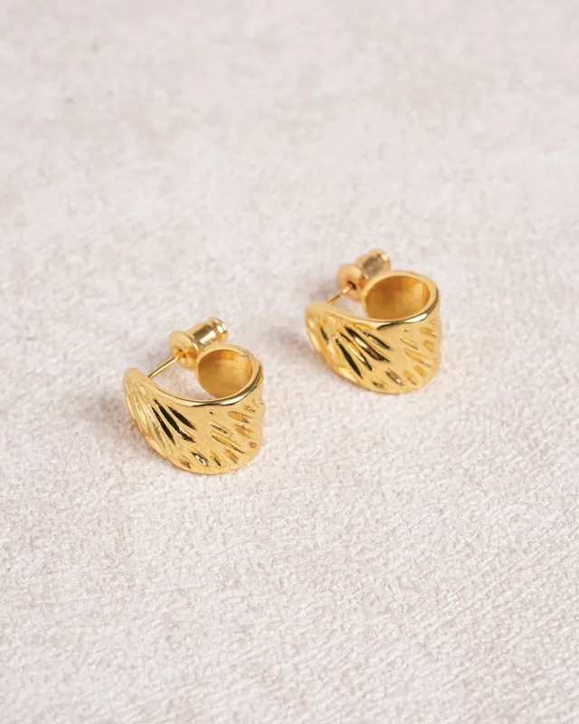 Gold Textured Spiral Earrings made by rihoas