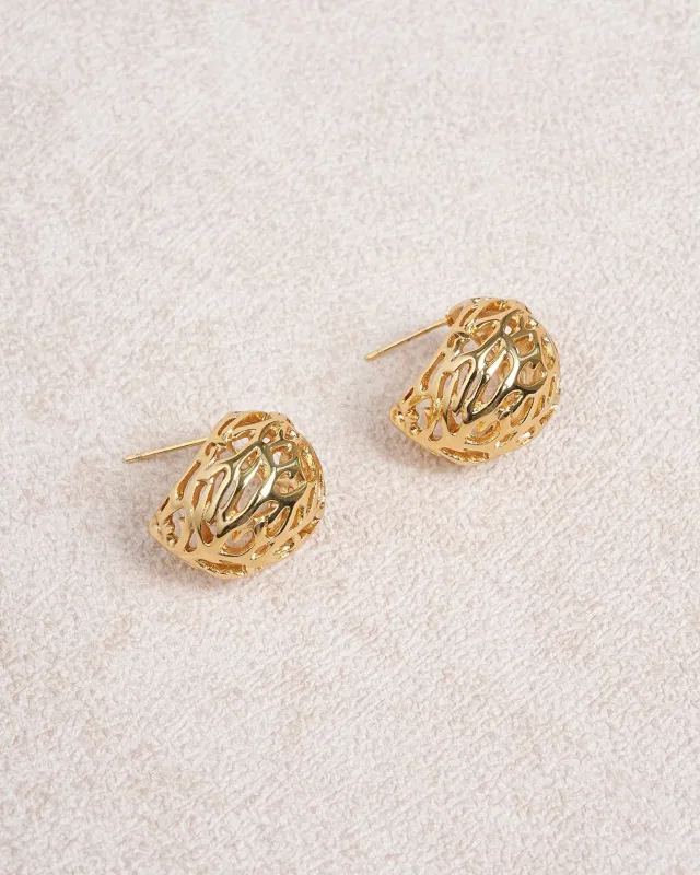Gold Circular Cutout Earrings made by rihoas