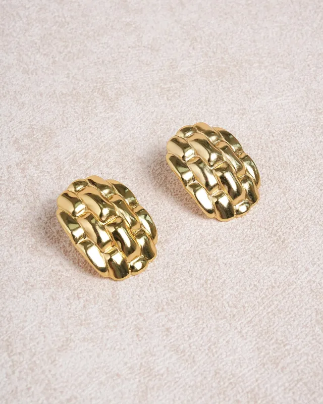 Gold Circular Wavy-Pattern Earrings made by rihoas