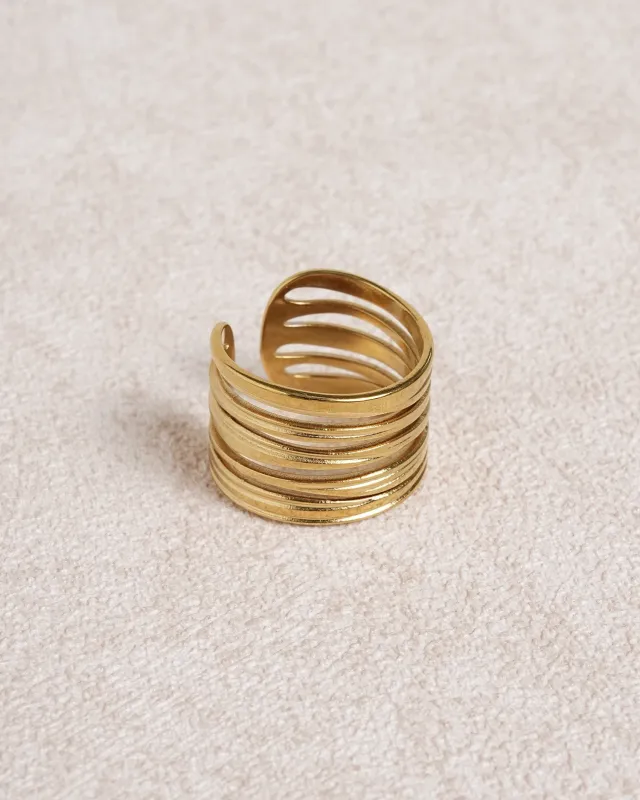 Gold Linear Open Ring made by rihoas