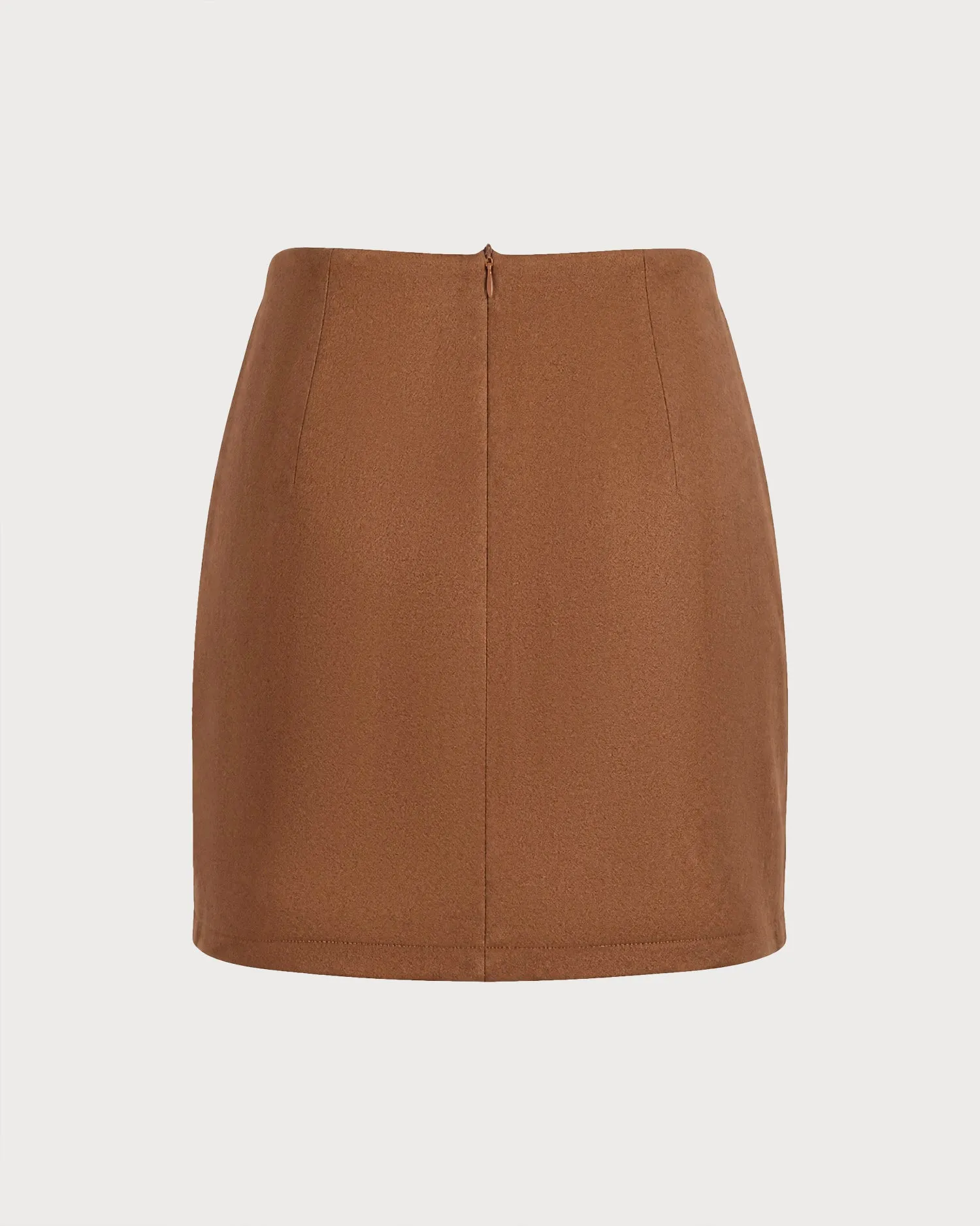 Khaki Solid Button A-Line Skirt sold by rihoas product image thumbnail 3