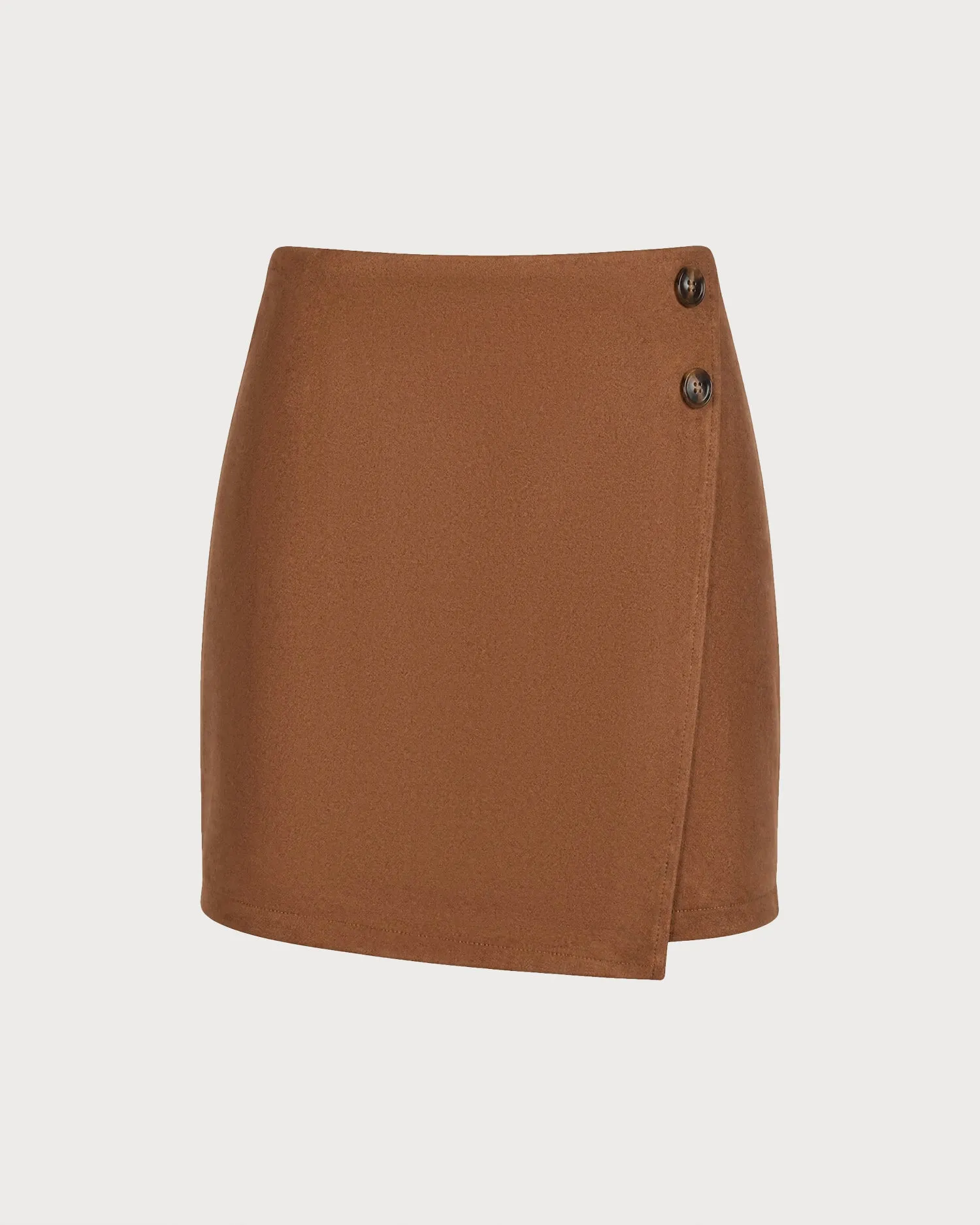 Khaki Solid Button A-Line Skirt sold by rihoas product image thumbnail 2