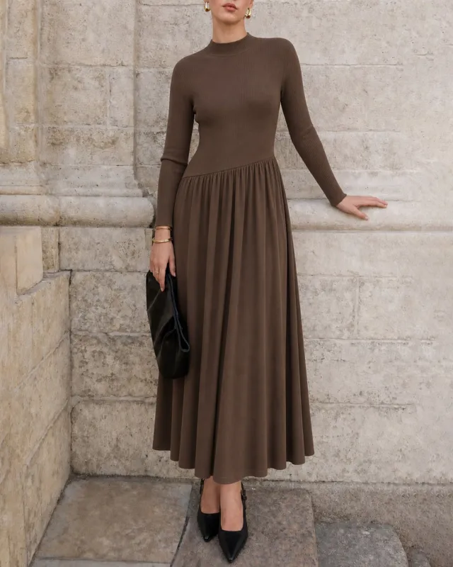 Coffee Turtle Ruched Tunic Maxi Dress made by rihoas