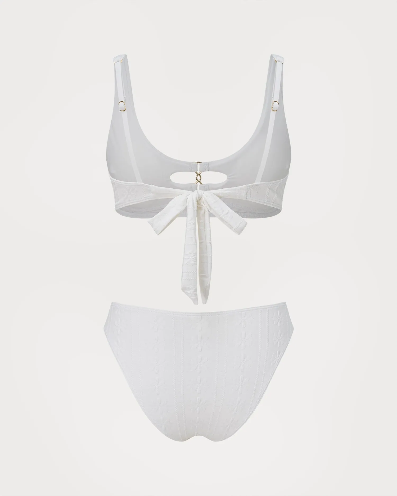 White Jacquard Strap Triangle Tankini Set sold by rihoas product image thumbnail 5