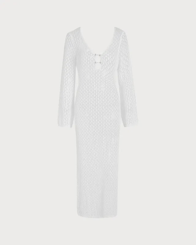 White Long Sleeve Cut Out Cover-up made by rihoas