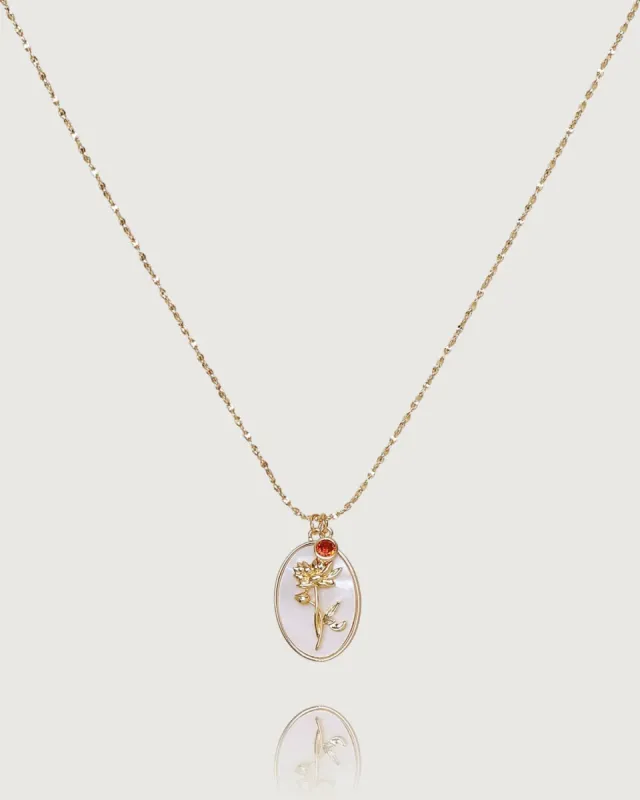 The Three-dimensional Floral Oval Pendant Necklace made by rihoas