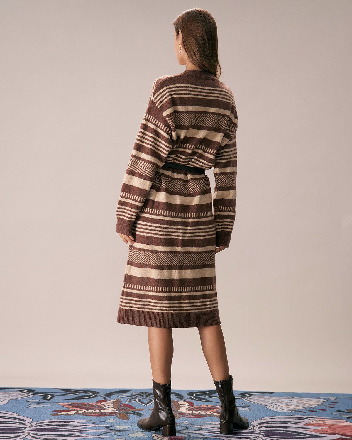 The Multi Colorblock Striped Sweater Midi Dress sold by rihoas product image thumbnail 5