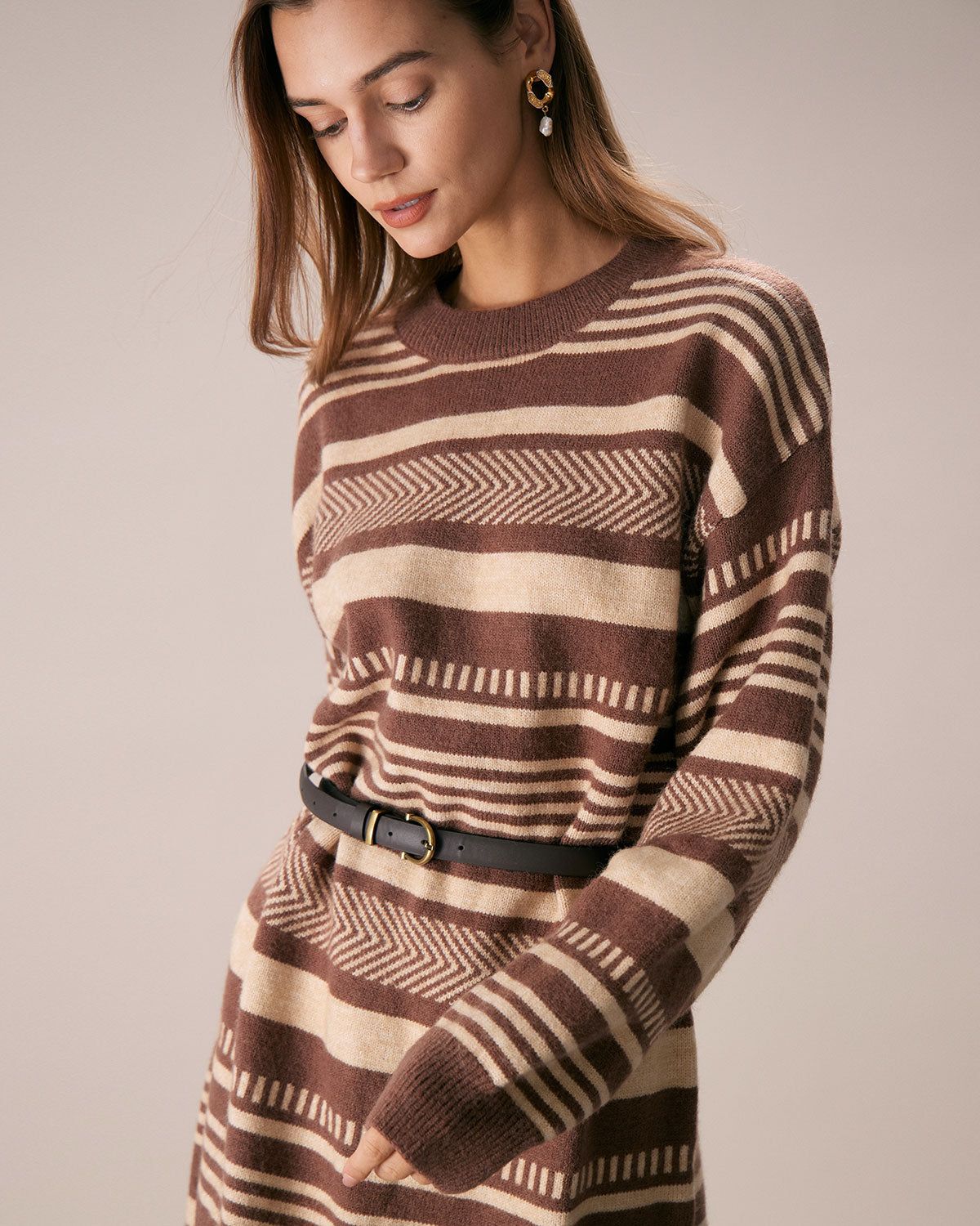 The Multi Colorblock Striped Sweater Midi Dress sold by rihoas product image thumbnail 2