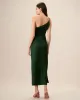 Women's Green One-shoulder Satin Maxi Dress sold by rihoas