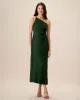 Women's Green One-shoulder Satin Maxi Dress sold by rihoas
