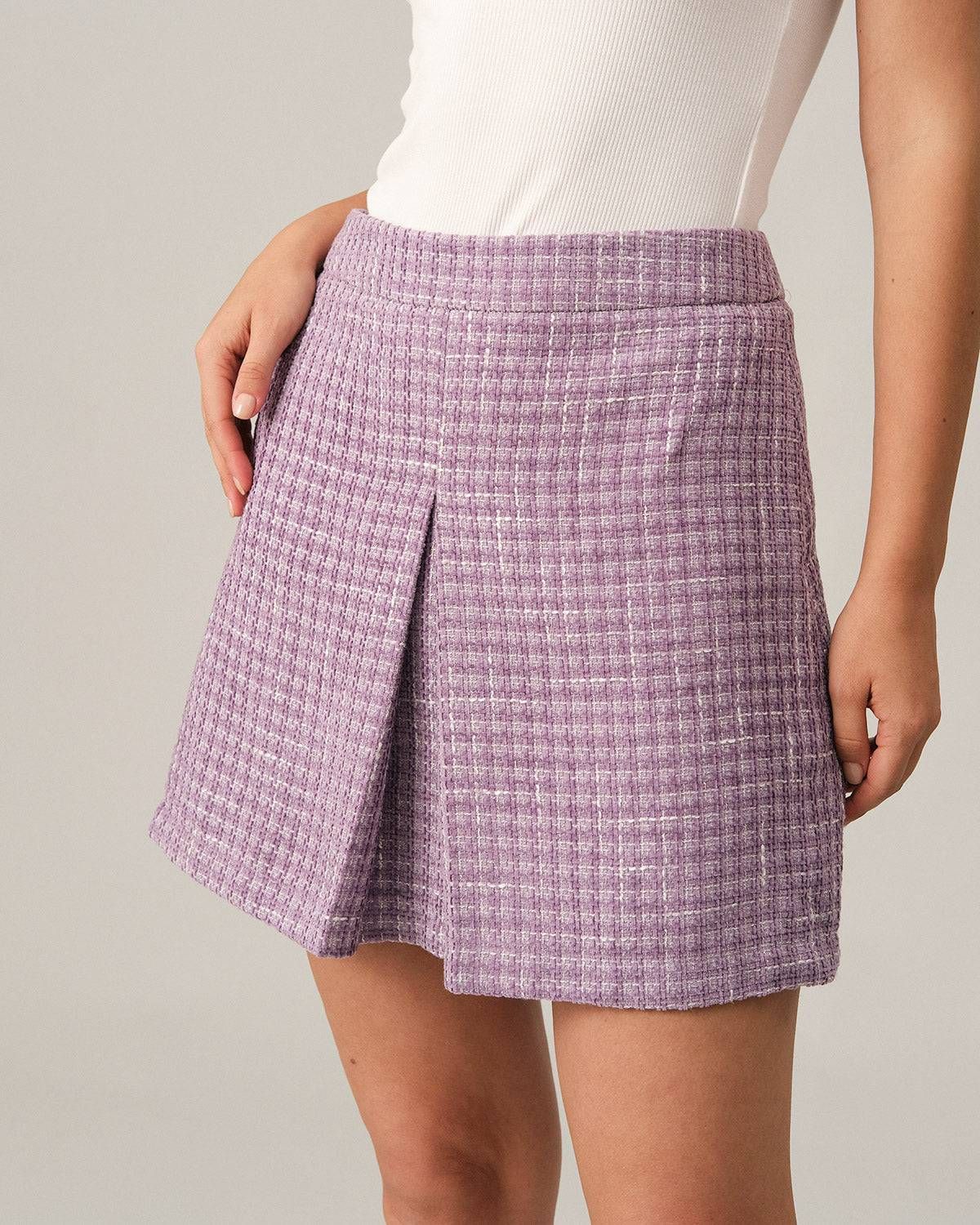 The Plaid Tweed Mini Skirt sold by rihoas