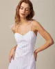 The White Striped Tie Shoulder Maxi Dress sold by rihoas