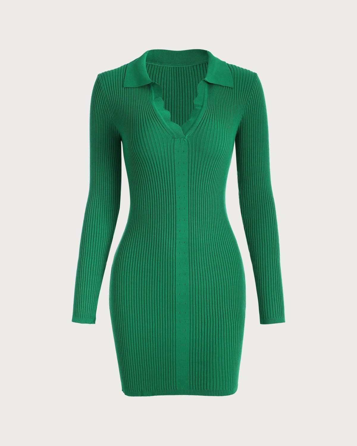 The Collared Ribbed Bodycon Mini Dress sold by rihoas product image thumbnail 6