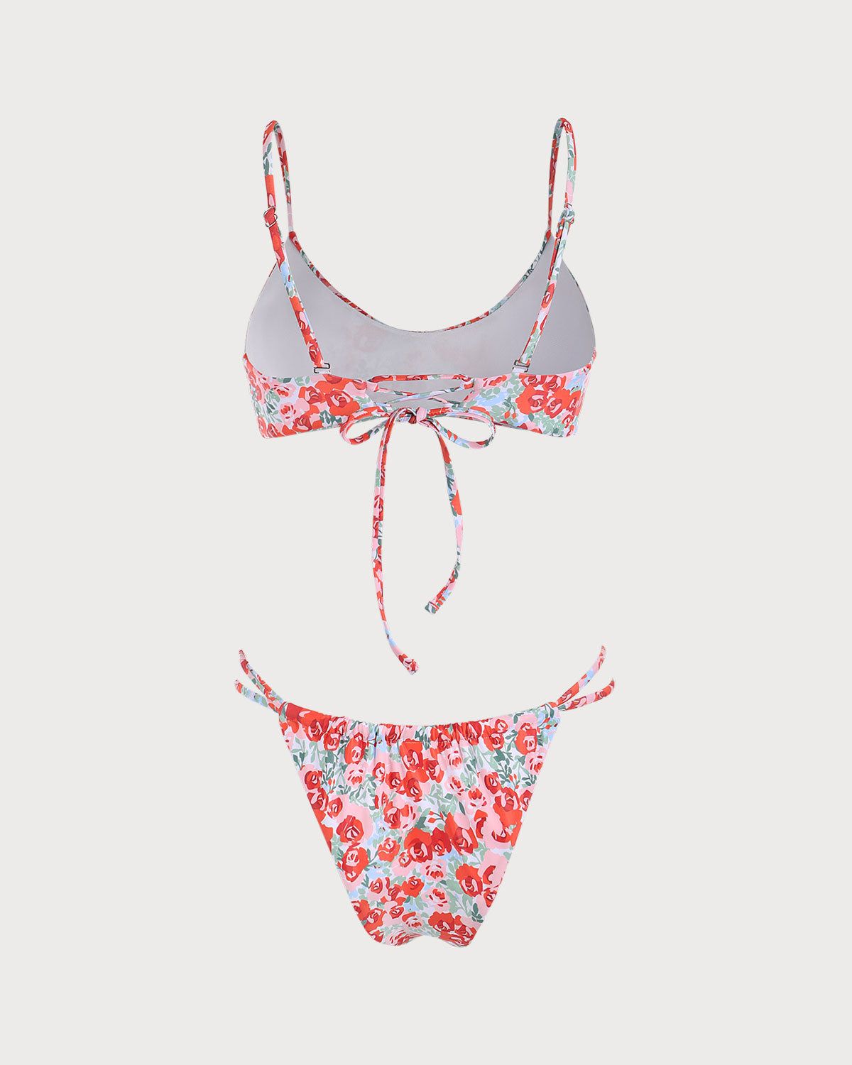 The Red Criss-Cross Floral Bikini Set sold by rihoas product image thumbnail 7
