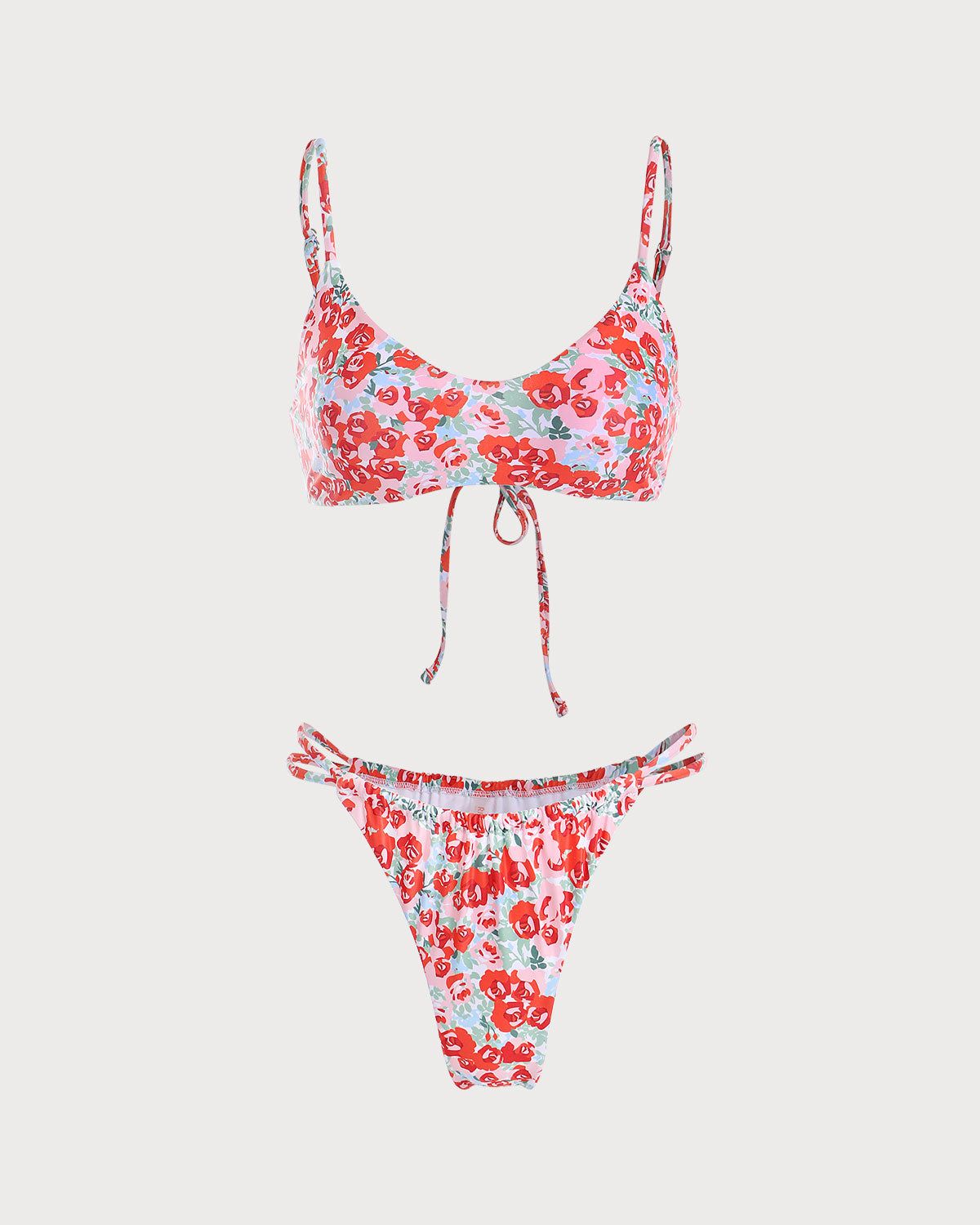 The Red Criss-Cross Floral Bikini Set sold by rihoas product image thumbnail 5