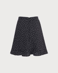 The Black Polka Dot Ruffle Hem Mini Skirt sold by rihoas