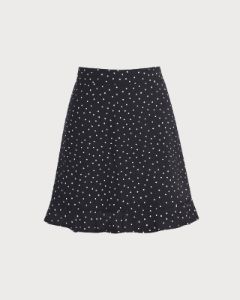 The Black Polka Dot Ruffle Hem Mini Skirt sold by rihoas