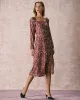 The Brown Square Neck Floral Slit Midi Dress sold by rihoas