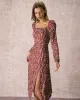 The Brown Square Neck Floral Slit Midi Dress sold by rihoas