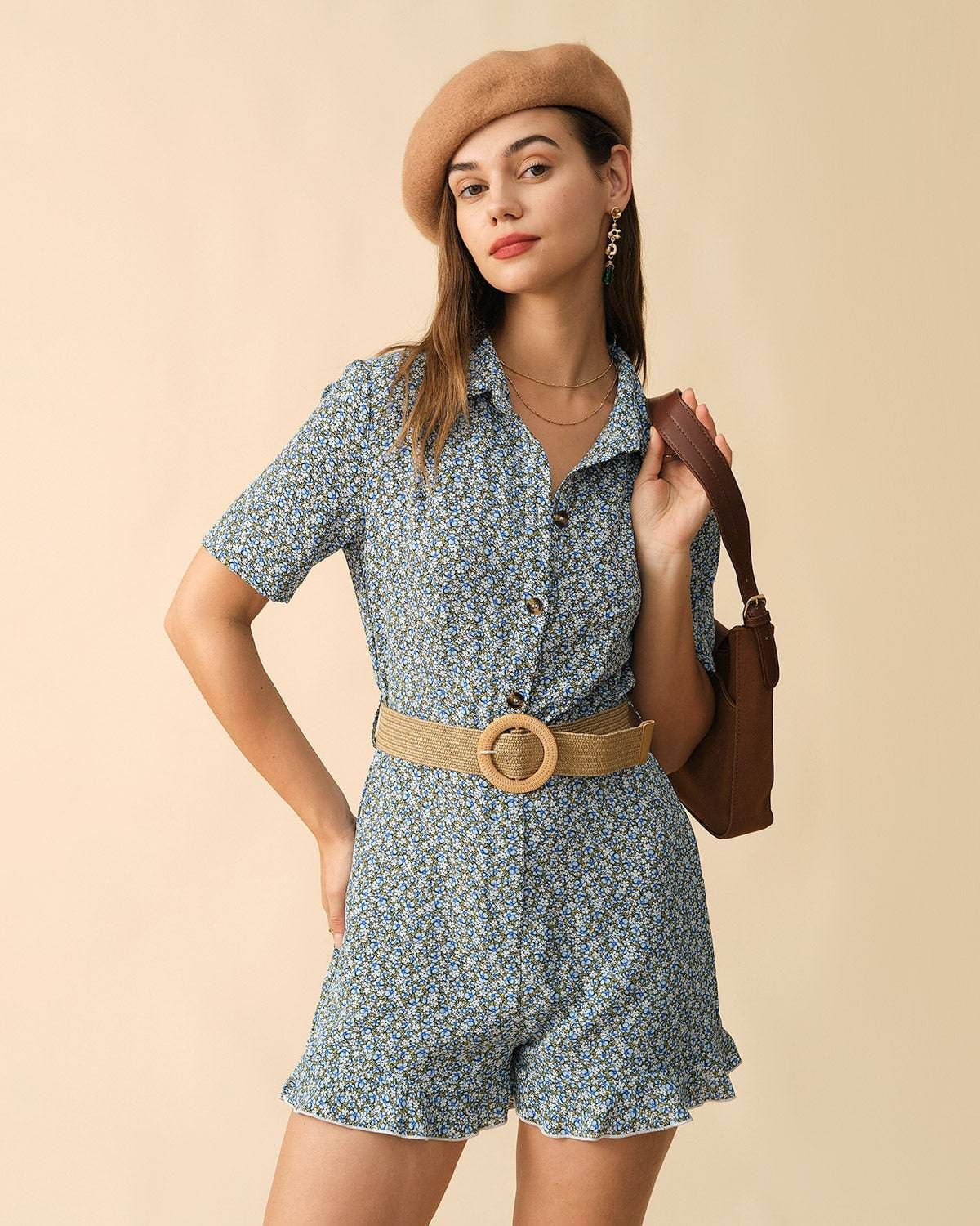 The Retro Floral Ruffle Rompers sold by rihoas