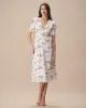 The Apricot V Neck Floral Ruched Midi Dress sold by rihoas