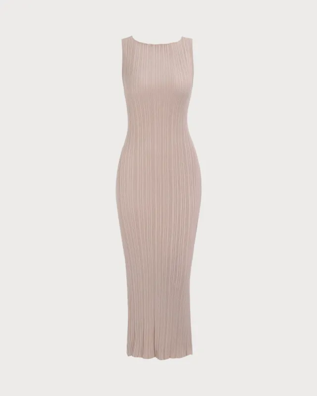 Women's Khaki Bodycon Sweater Maxi Dress sold by rihoas