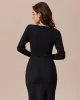 The Black Round Neck Button Ribbed Knit Top sold by rihoas