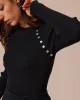 The Black Round Neck Button Ribbed Knit Top sold by rihoas